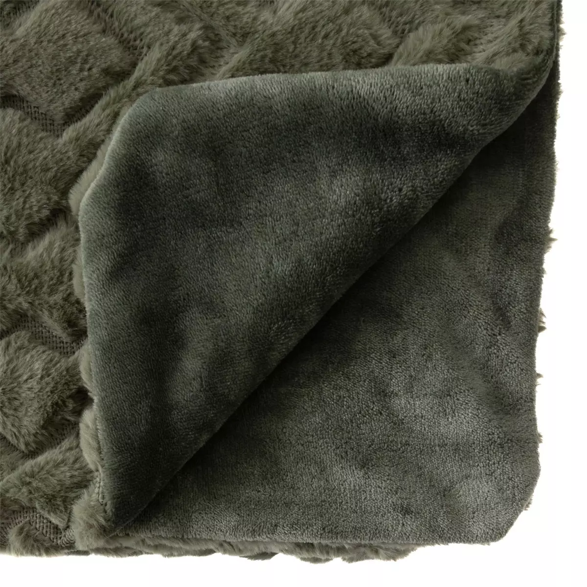 Plaid fausse fourrure (230 cm) Mara Vert kaki 2