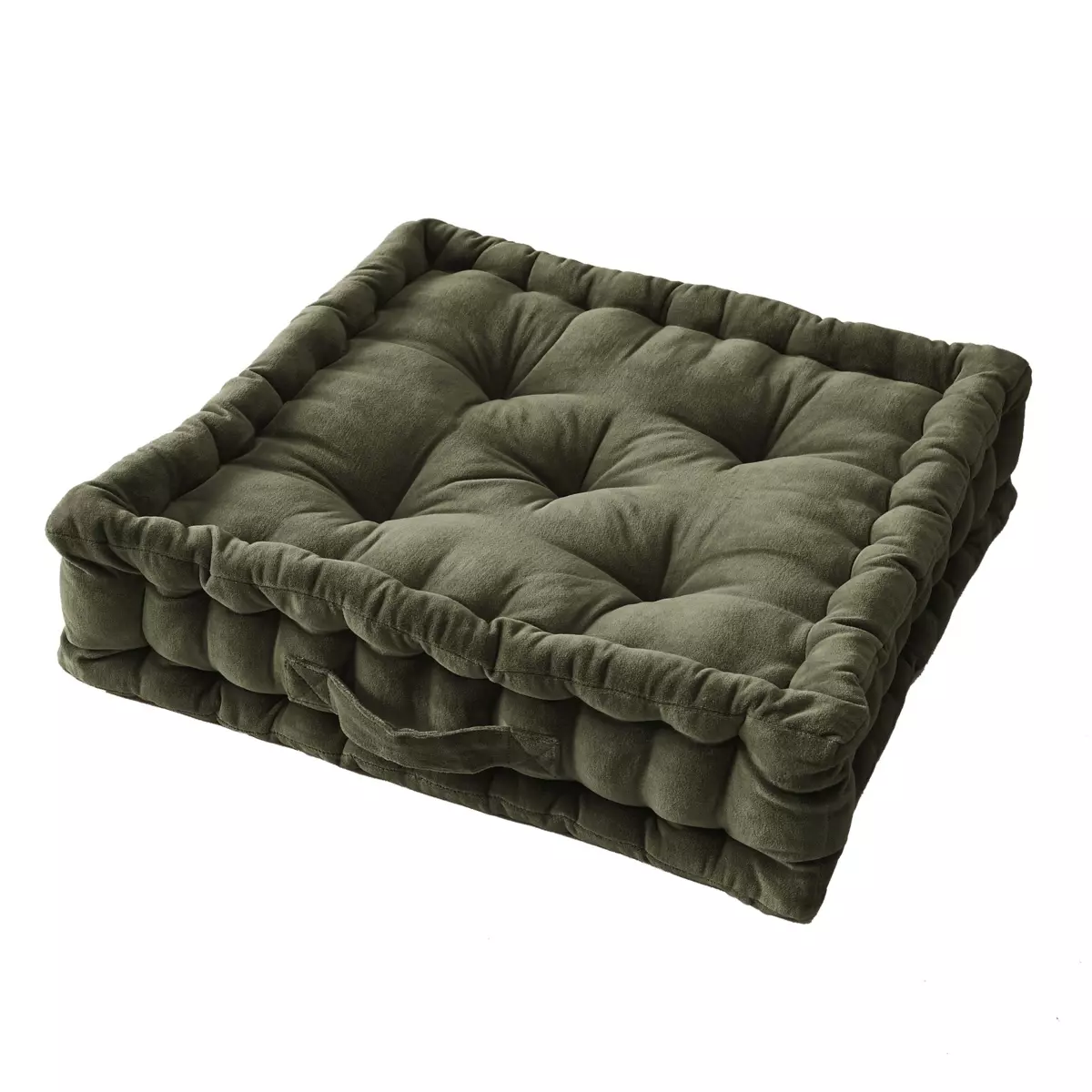 Coussin de sol velours de coton (50 cm) César Vert thym 1