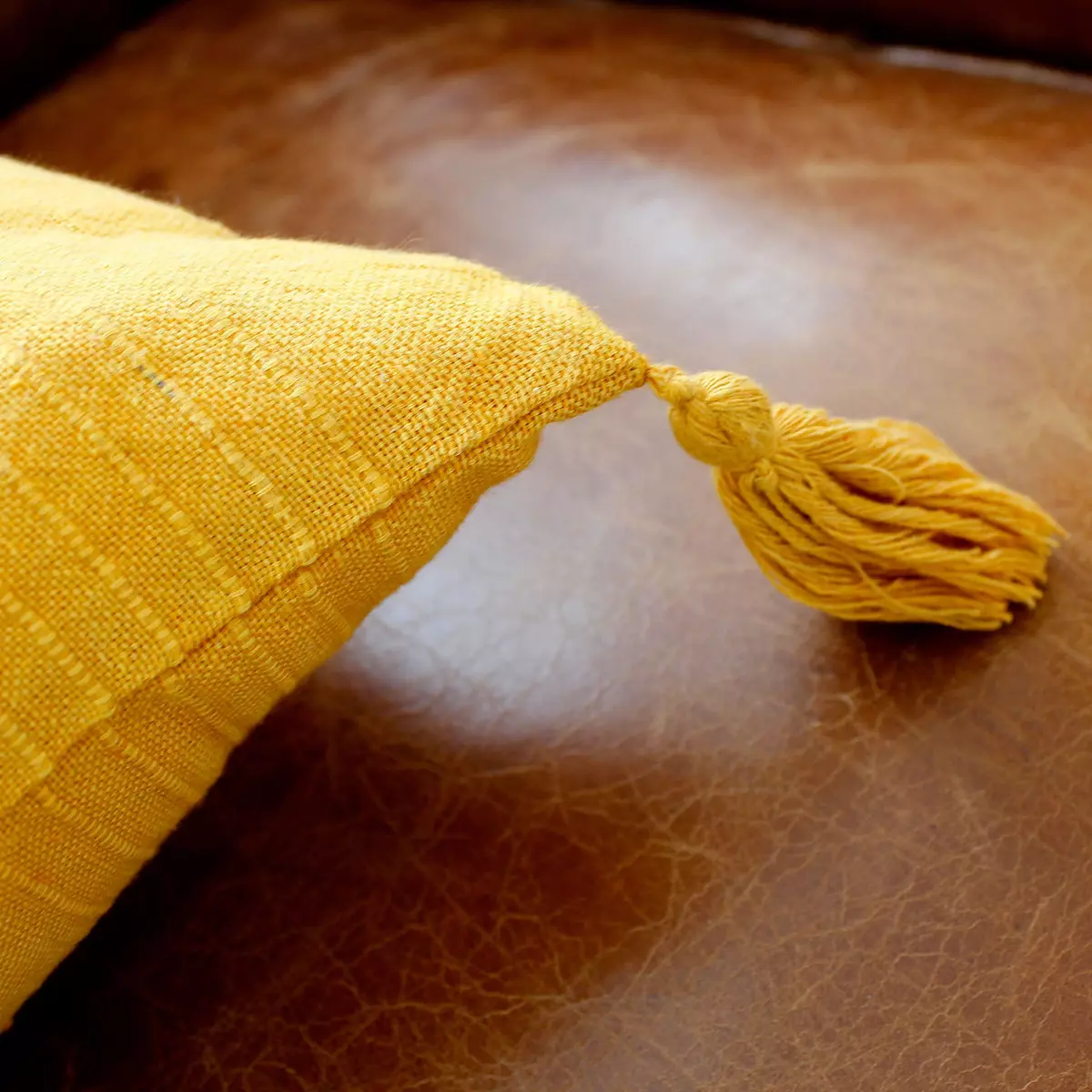 Cuscino quadrato cotone riciclato (40 cm) Bombay Giallo senape 2