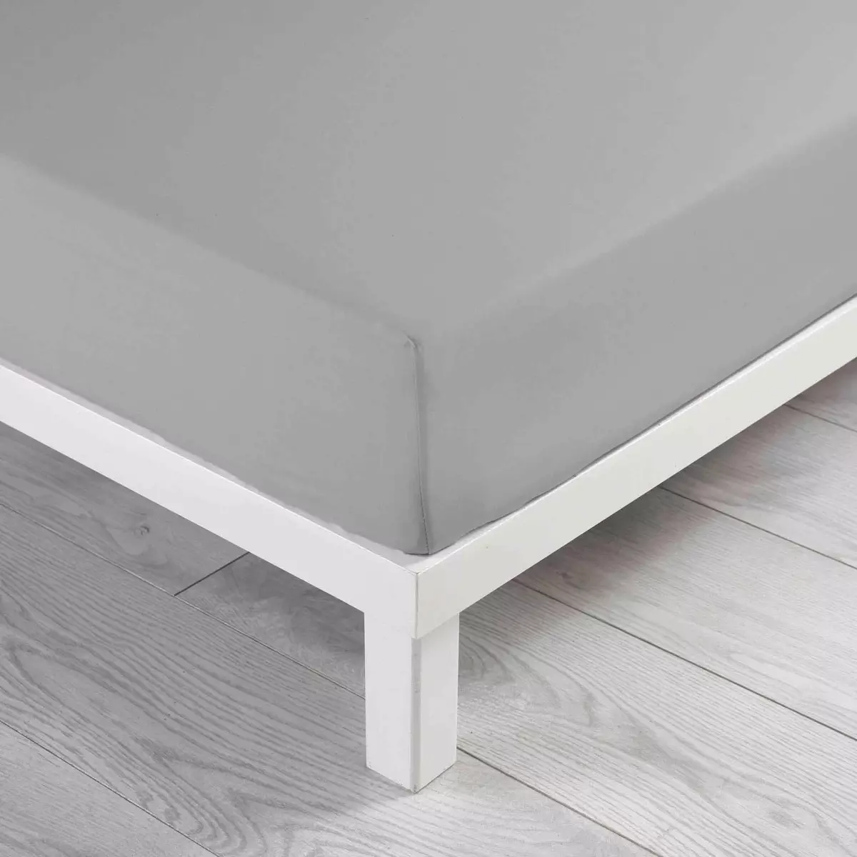 Drap housse coton lavé (140 cm) Linette Gris 1