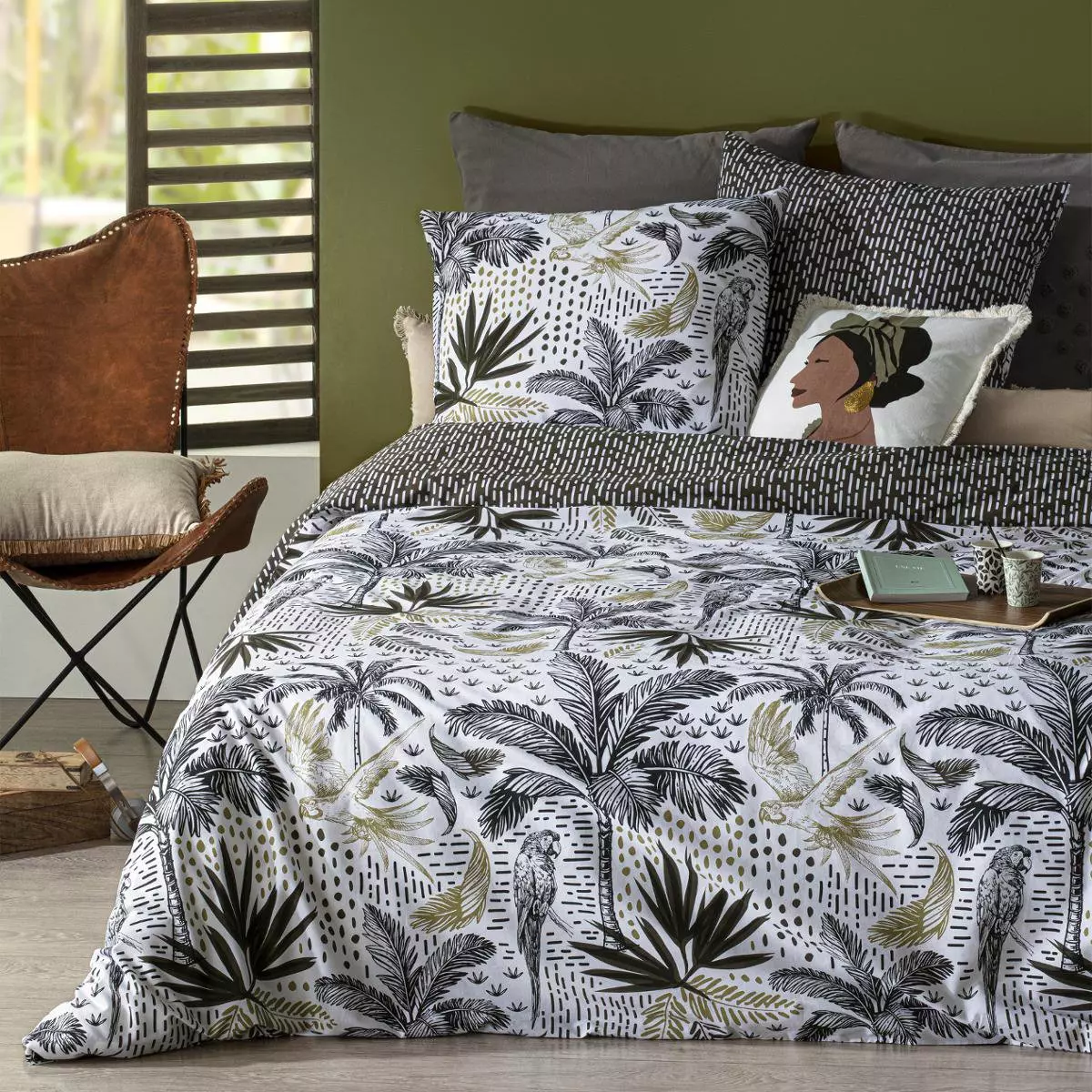 Housse de couette et deux taies coton (240 cm) Cuba Multicolore 1