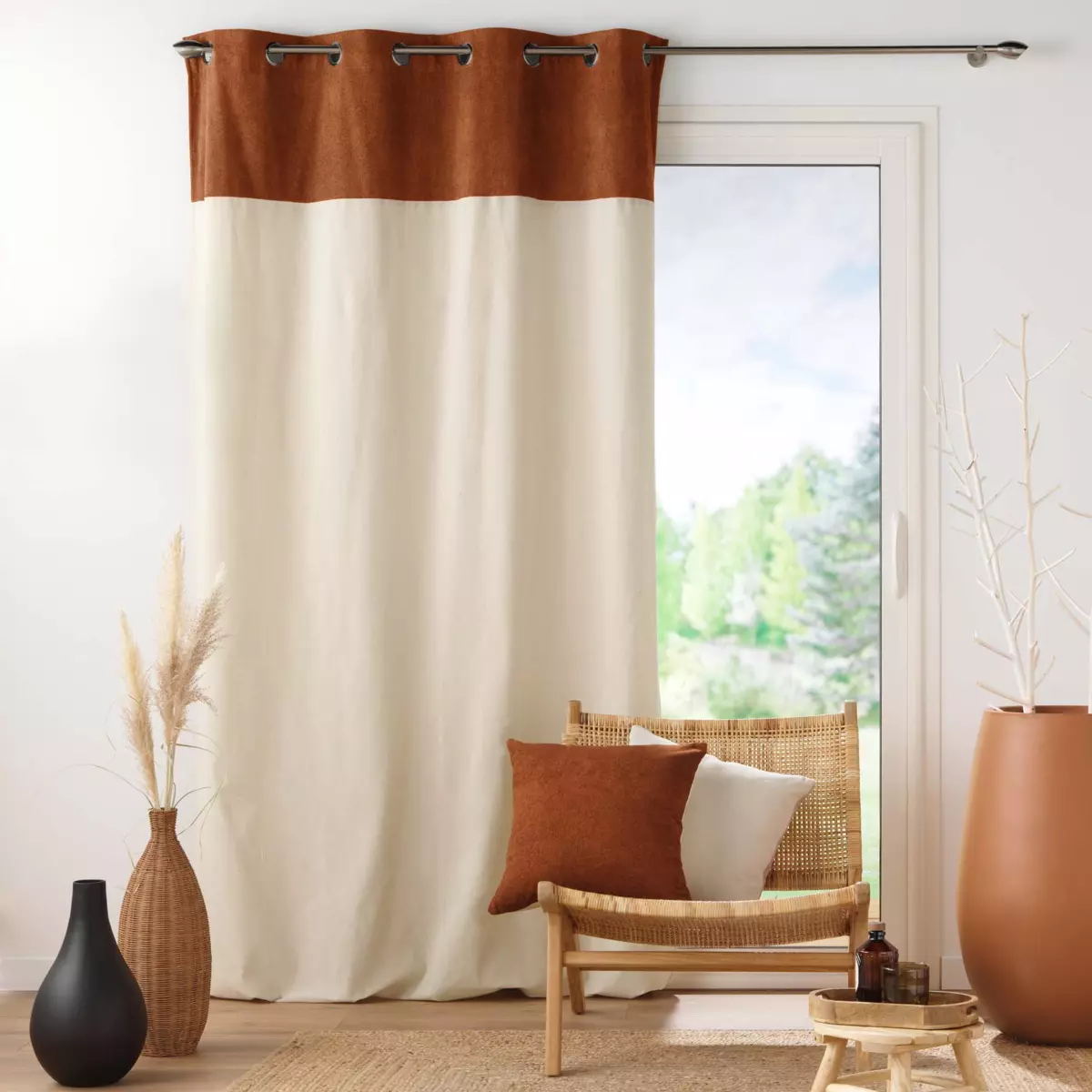 Coussin carré bouclette (45 cm) Tessa Camel