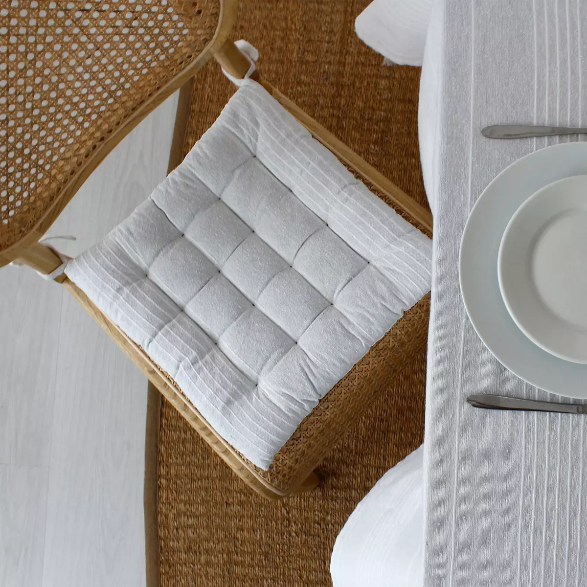 Coussin de chaise carré Bombay Blanc 1