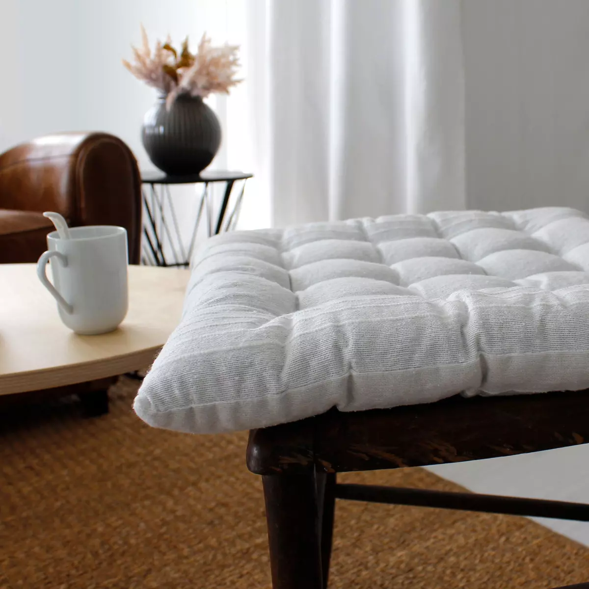 Coussin de chaise carré Bombay Blanc 2