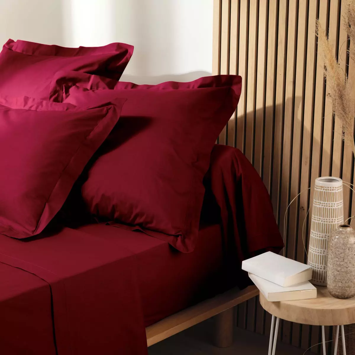 Drap housse coton bio (160 cm) Biolina Bordeaux 3