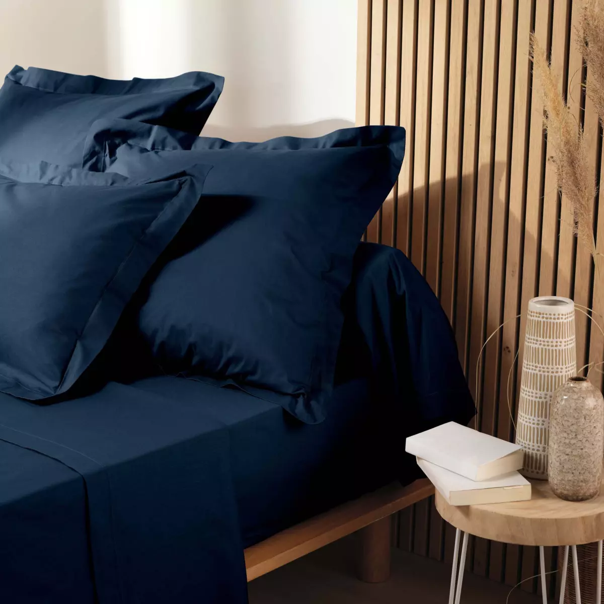 Drap housse coton bio (160 cm) Biolina Bleu nuit 3