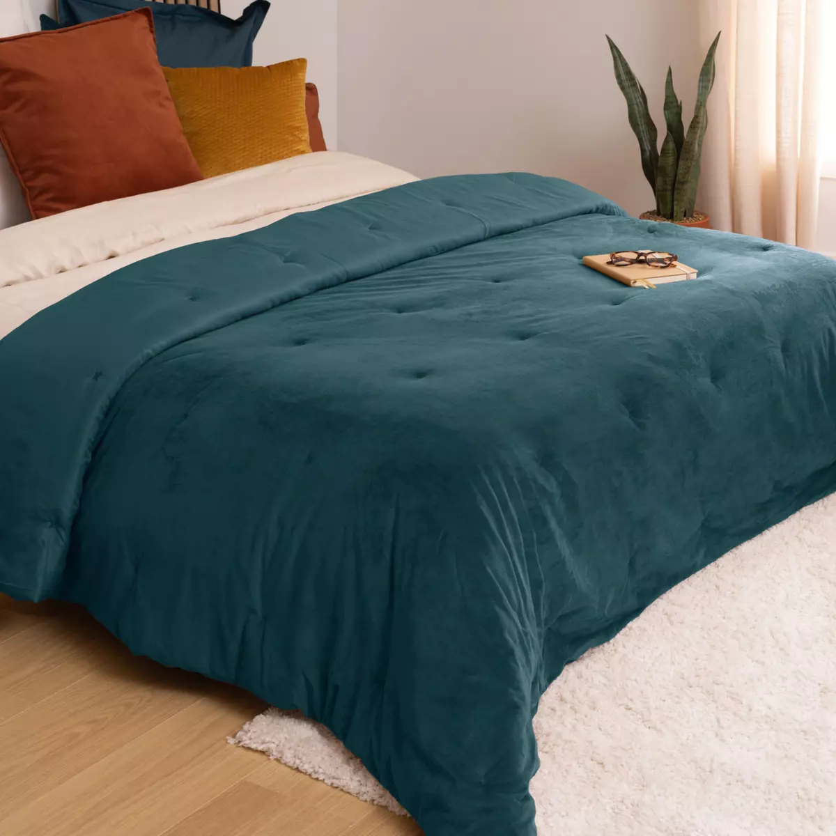 Couvre-lit velours (240 x 260 cm) Jil Vert