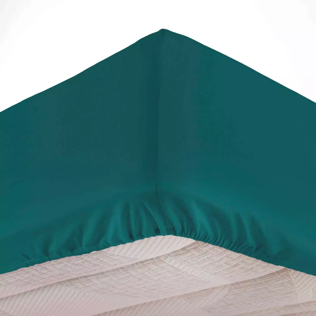 Drap housse coton lavé (140 cm) Linette Bleu pétrole 2