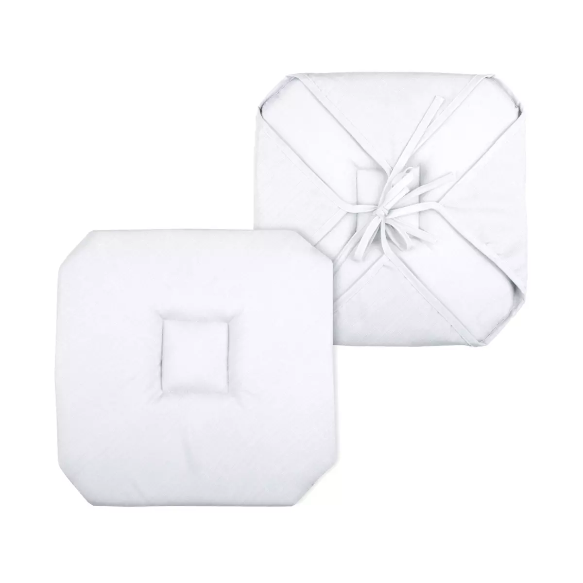 Galette de chaise carrée à rabats Béa Blanche 1