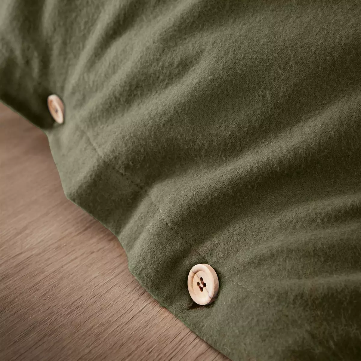 Housse de couette flanelle de coton (240 cm) Théa Vert romarin 3