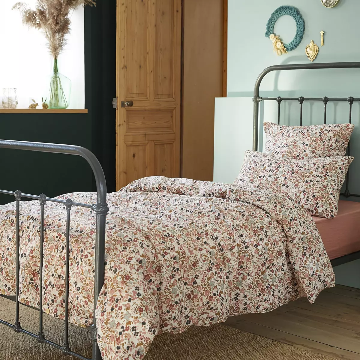 Bettbezug aus Baumwoll-Gaze (140 cm) Capucine Mehrfarbig