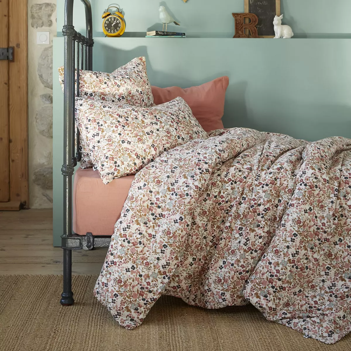 Bettbezug aus Baumwoll-Gaze (140 cm) Capucine Mehrfarbig