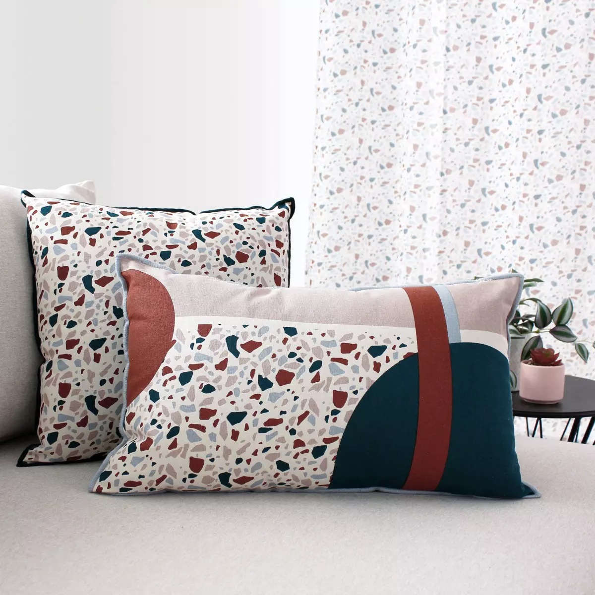 Cuscino rettangolare cotone (50 cm) Terrazzo Multicolore 2