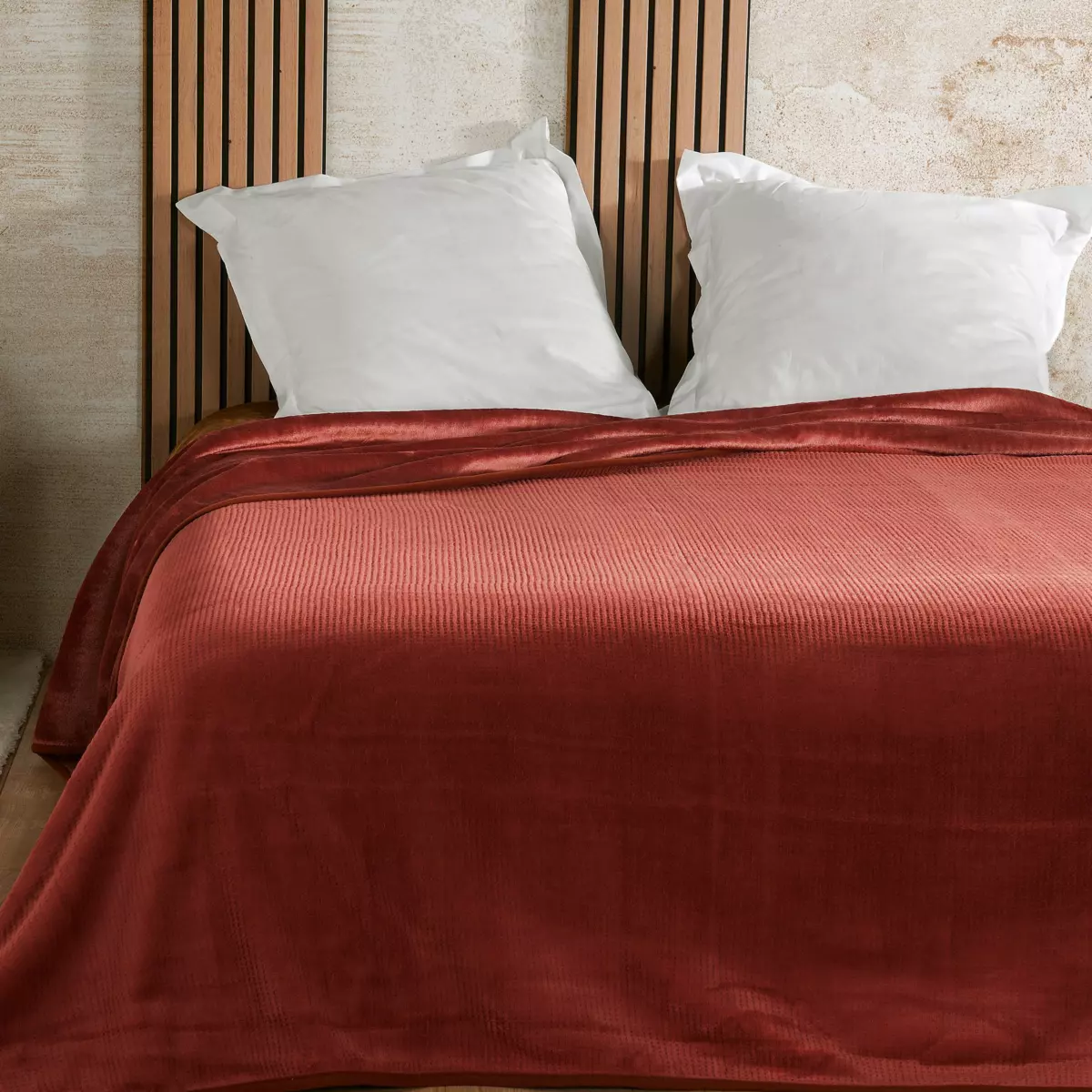 Bedsprei velours (240 x 260 cm) Gaufré Terracotta 1