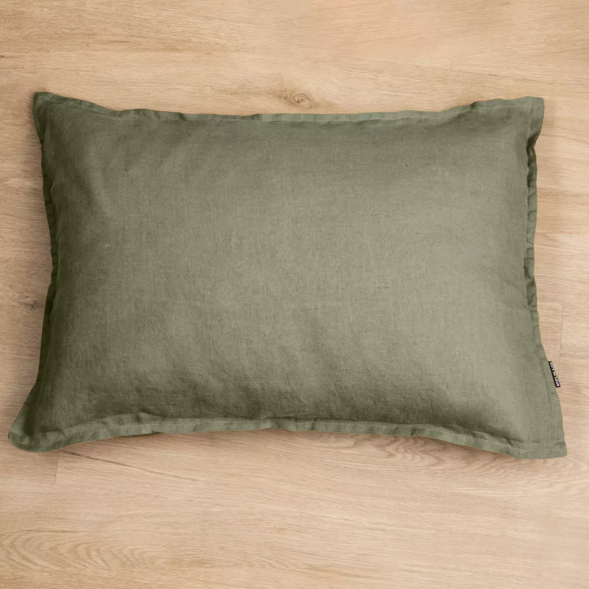 Funda de almohada rectangular en lino lavado (80 cm) Louise Verde romero 1