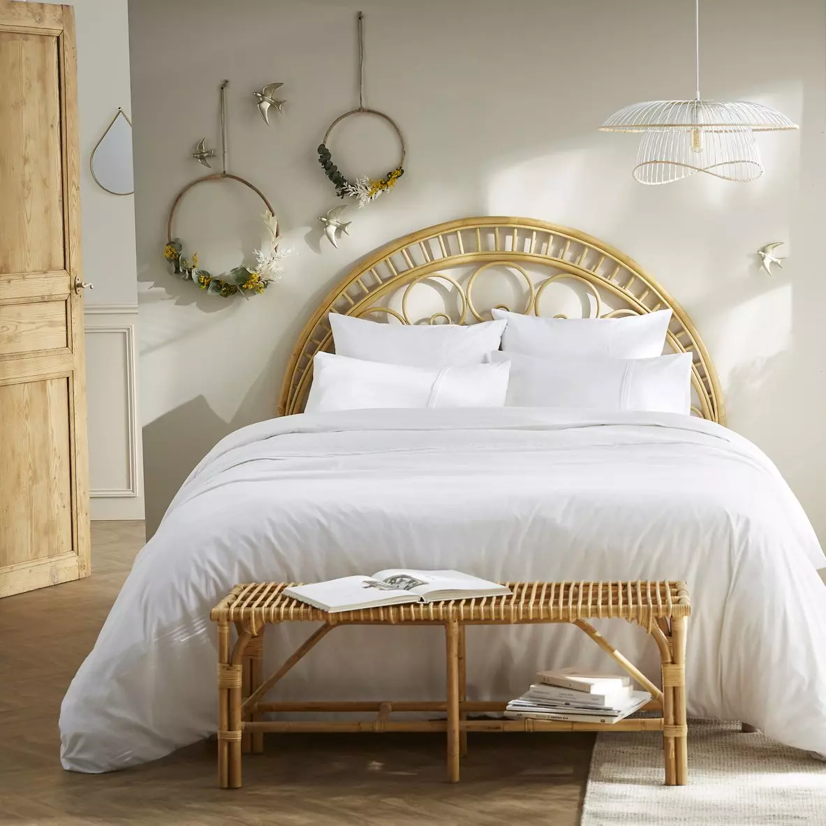 Housse de couette dentelle coton (260 cm) Jeanne Blanche 1