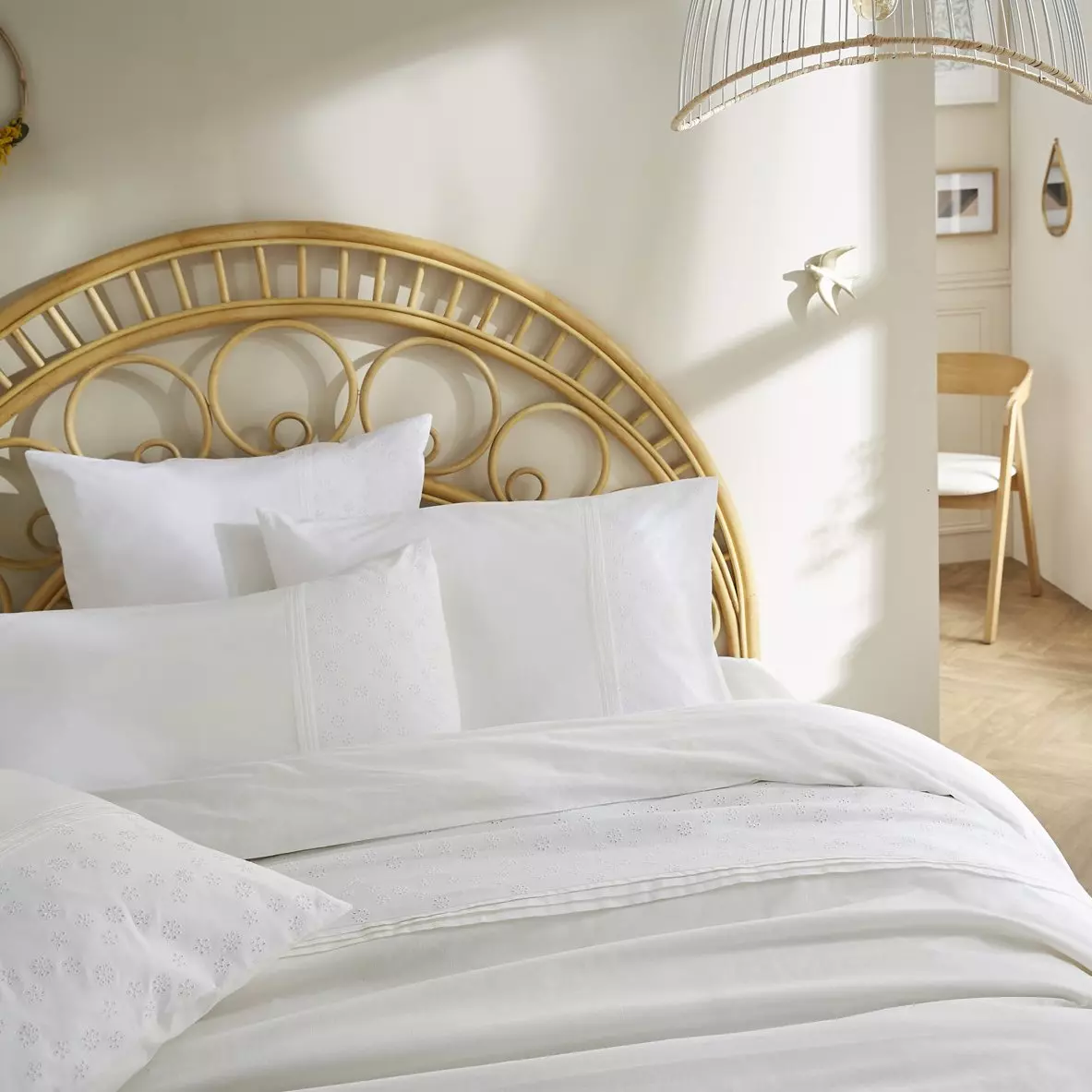Housse de couette dentelle coton (260 cm) Jeanne Blanche 2