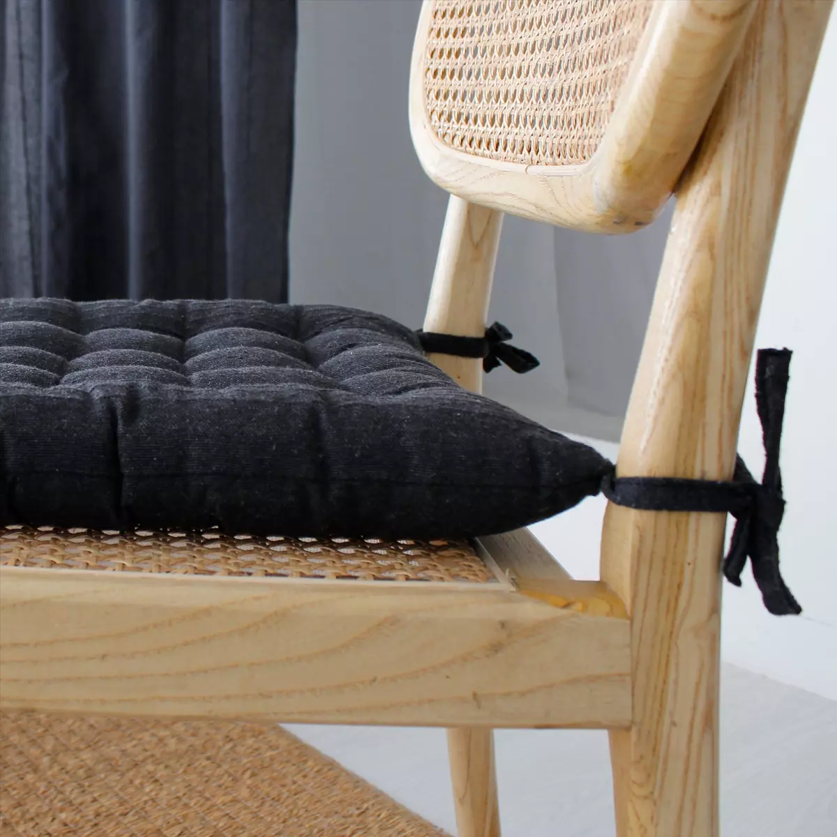 Coussin de chaise carré Bombay Gris anthracite 3