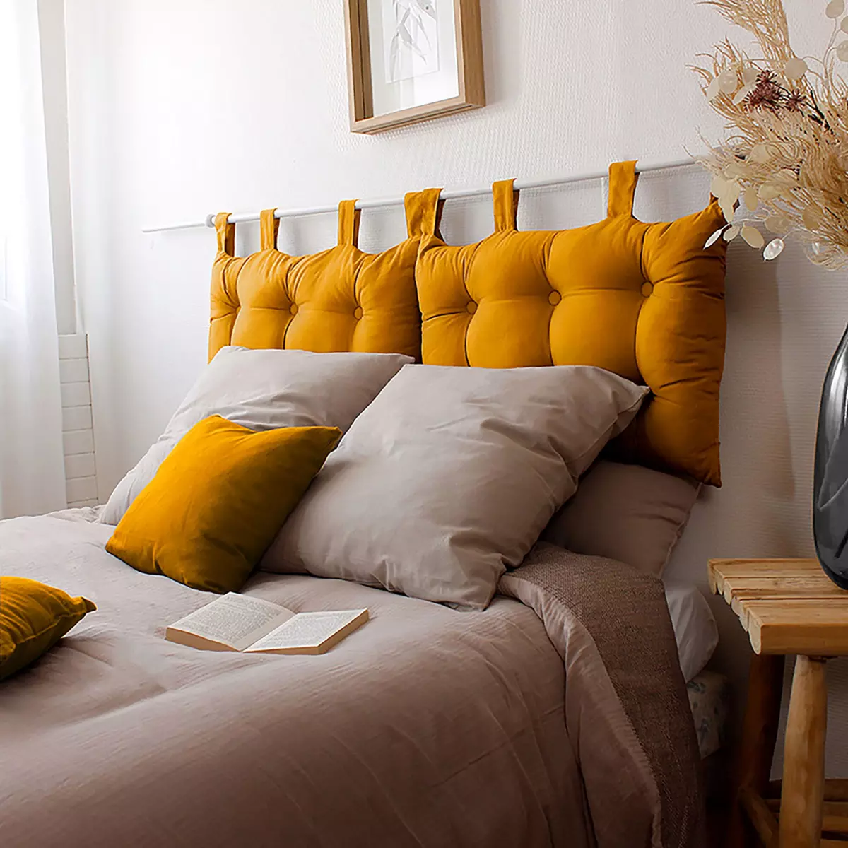 Testata letto (70 cm) Panama Giallo senape 3