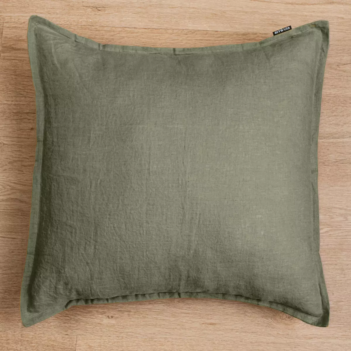 Federa quadrata lino lavato (80 cm) Louise Verde rosmarino 1