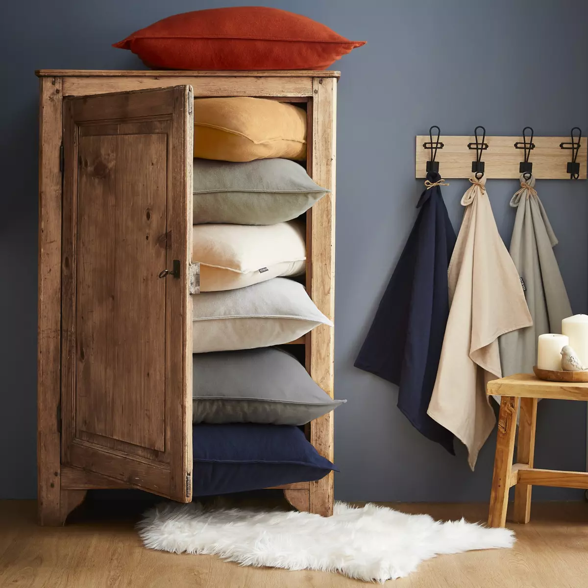 Housse de couette flanelle de coton (140 cm) Théa Gris clair 5