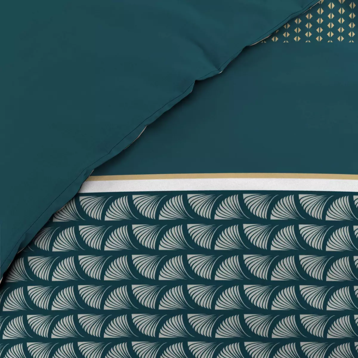 Housse de couette et deux taies coton (260 cm) Houston Bleue 2
