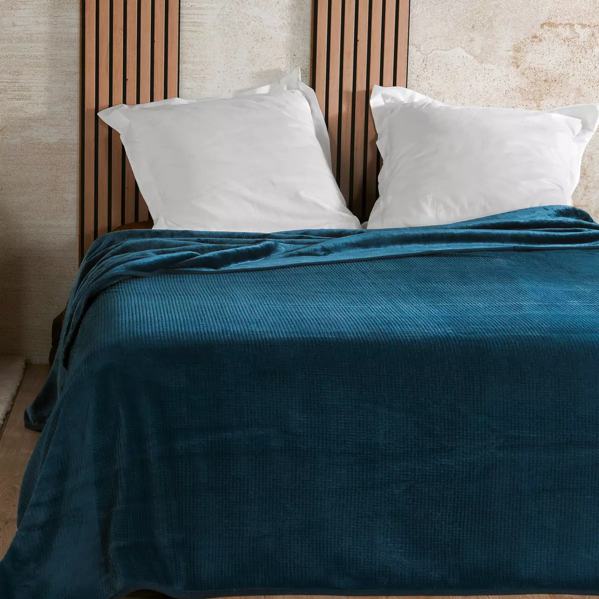 Couvre lit velours (240 x 260 cm) Gaufré Bleu marine 1