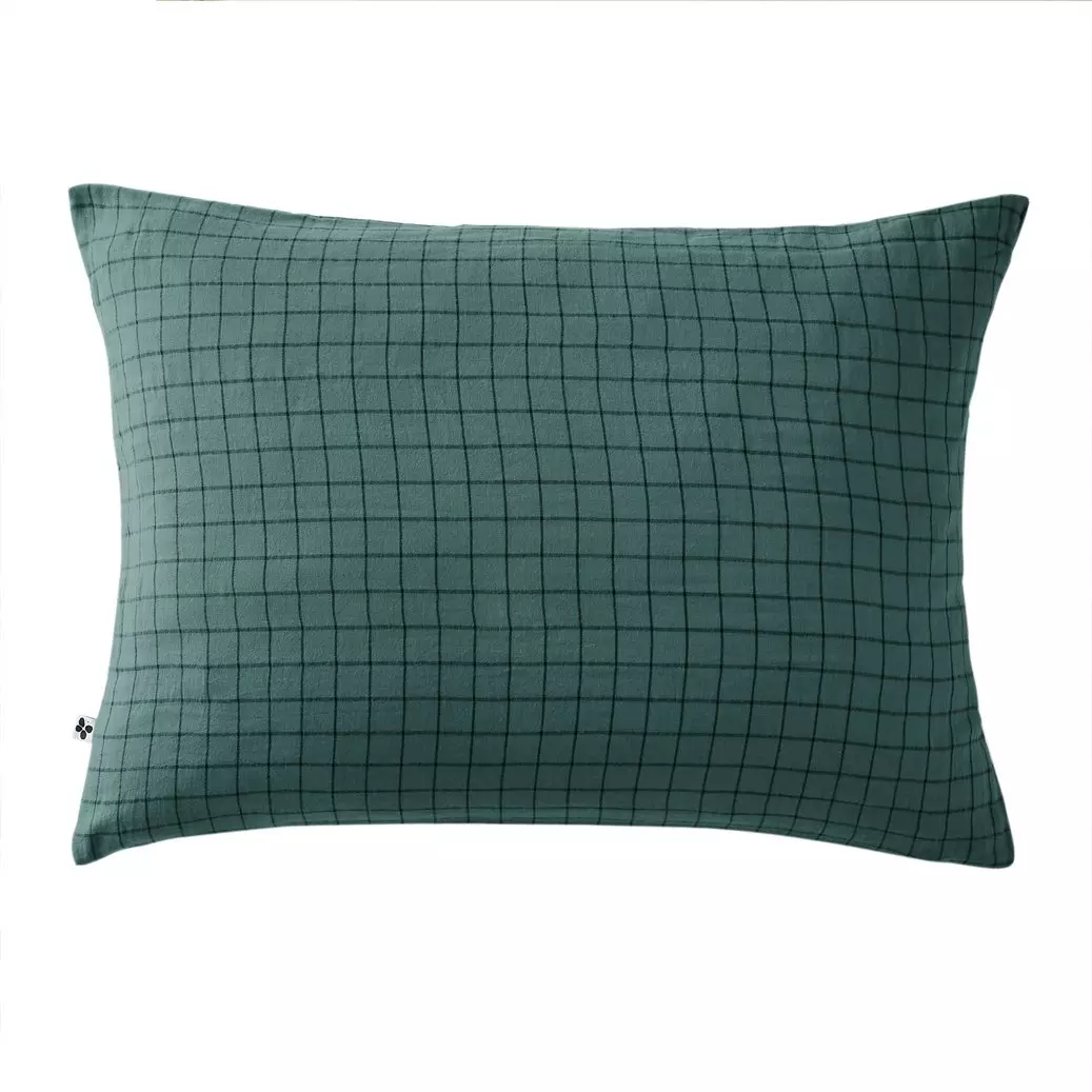 Taie d'oreiller rectangulaire gaze de coton (70 cm) Gaïa Mix Bleu canard 2