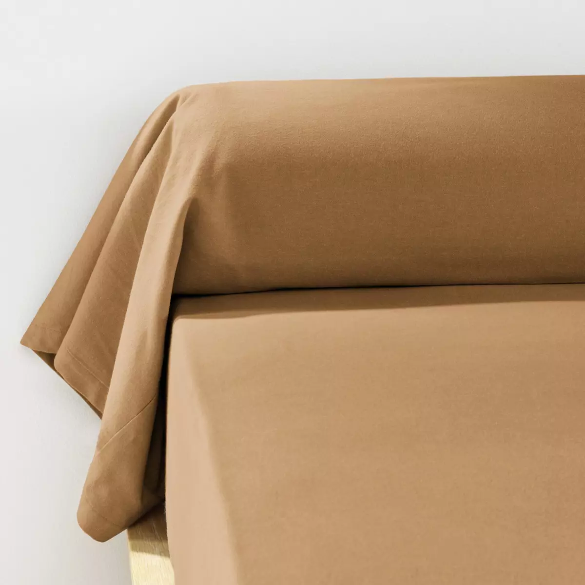 Federa cuscino a rullo flanella di cotone (L185 cm) Théa Camel 1