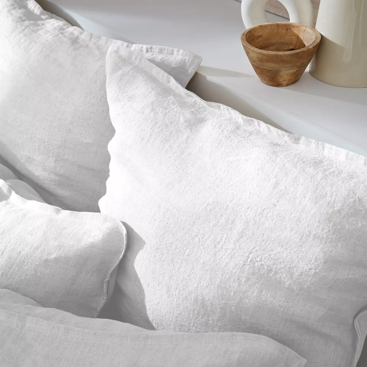 Kussensloop rechthoekig gewassen linnen (70 cm) Louise Wit 3