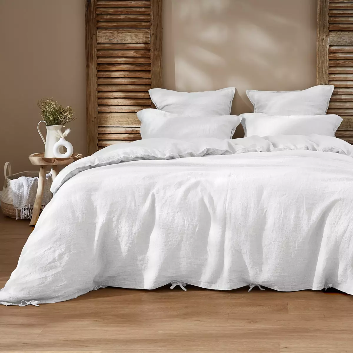 Copripiumino lino lavato (240 cm) Louise Bianco 1