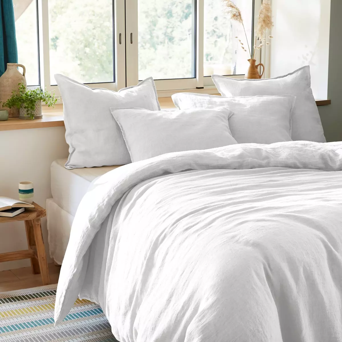 Copripiumino lino lavato (240 cm) Louise Bianco 2