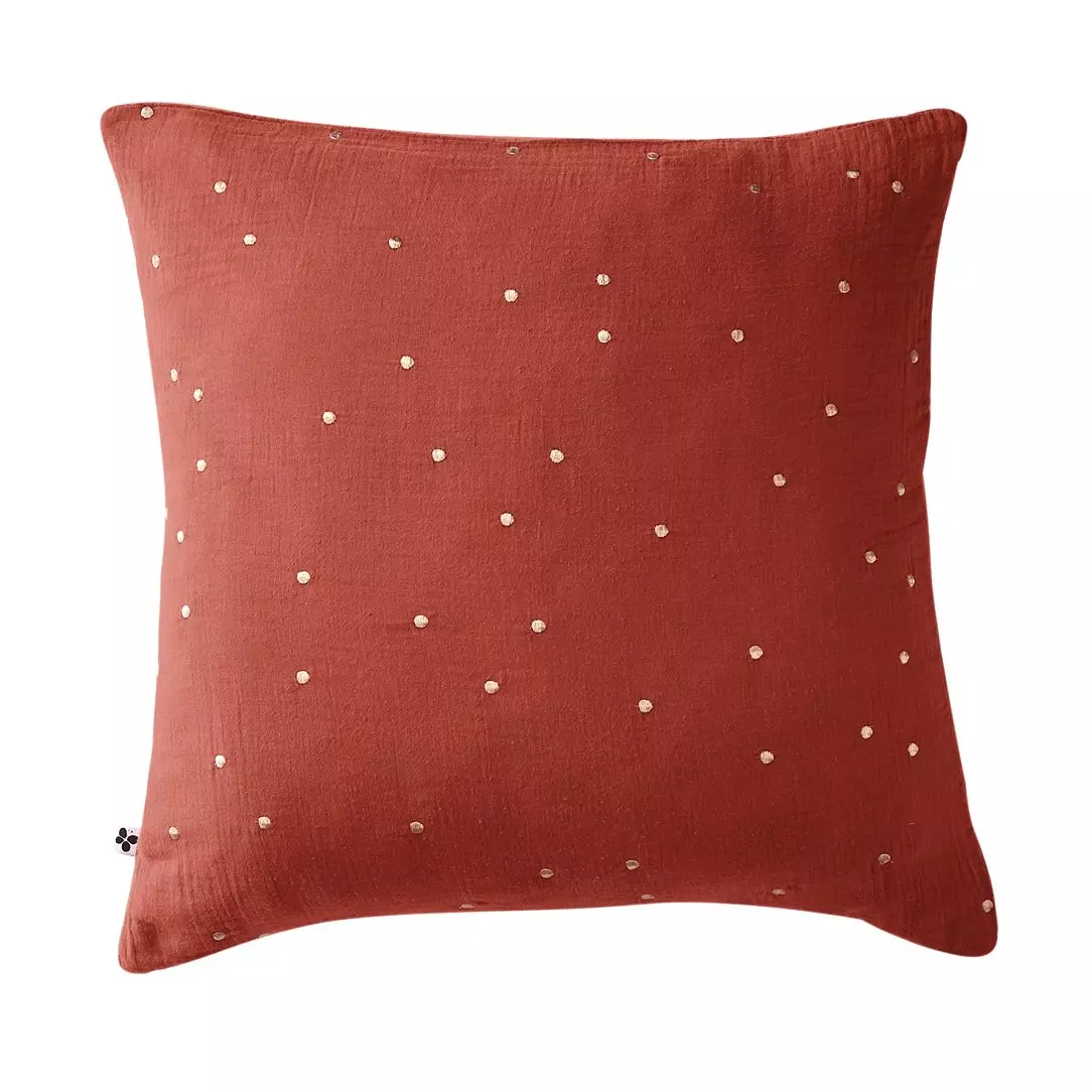 Taie d'oreiller carrée gaze de coton (60 cm) Gaïa Chic Terracotta 2