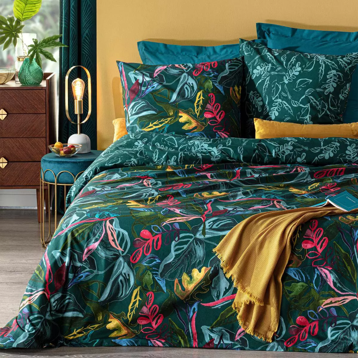 Housse de couette et deux taies coton (240 cm) Selva Multicolore 1