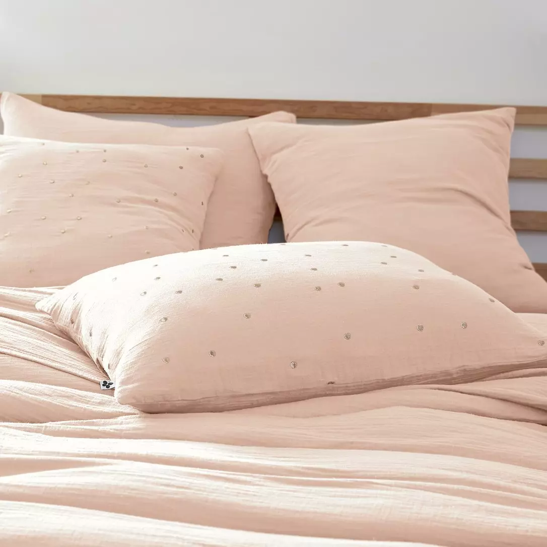 Taie d'oreiller rectangulaire gaze de coton (70 cm) Gaïa Chic Rose poudré 1