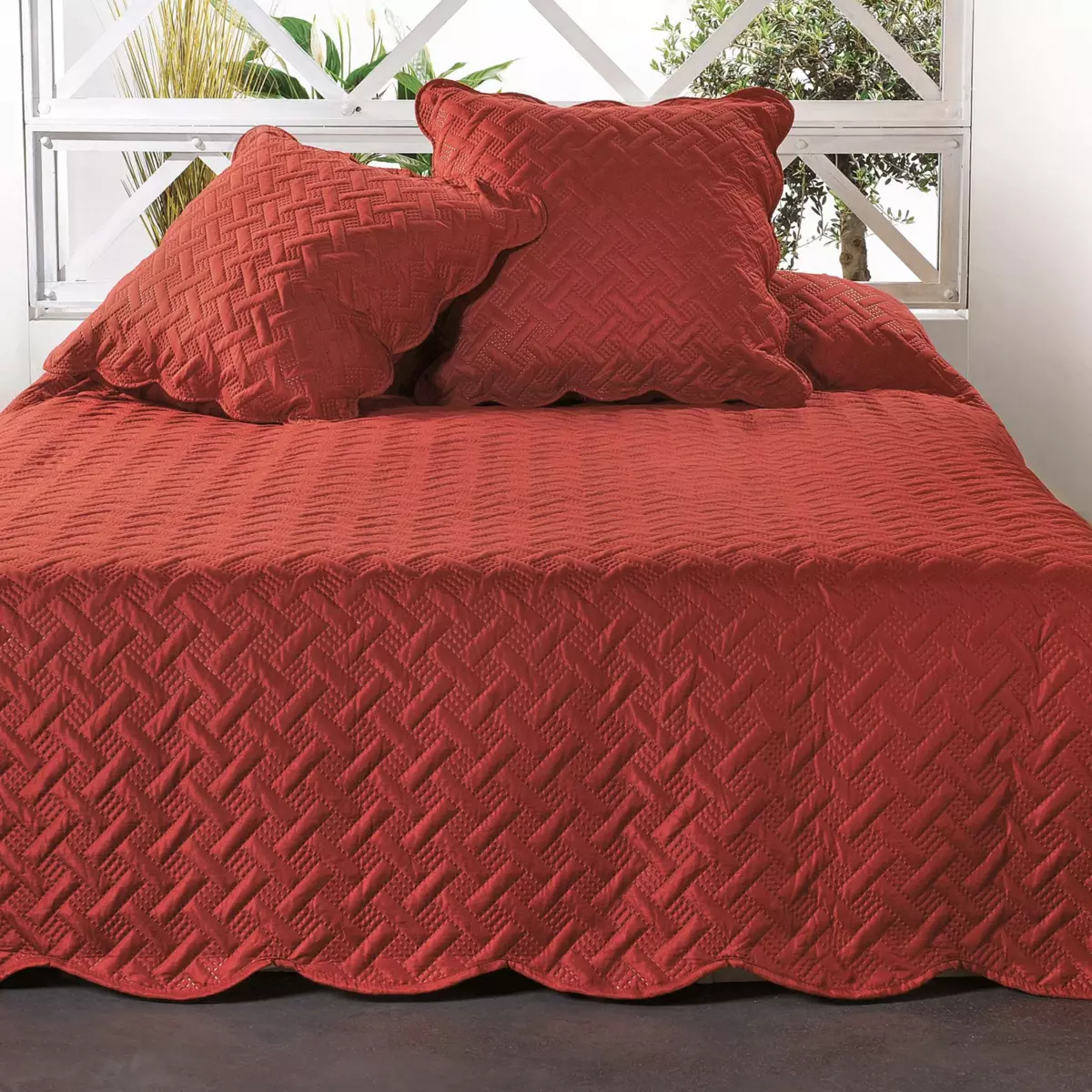 Copriletto e due federe quadrate (250 x 260 cm) Californie Terracotta 1