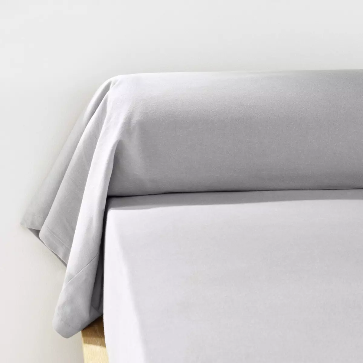 Taie de traversin flanelle de coton (L185 cm) Théa Gris clair 1