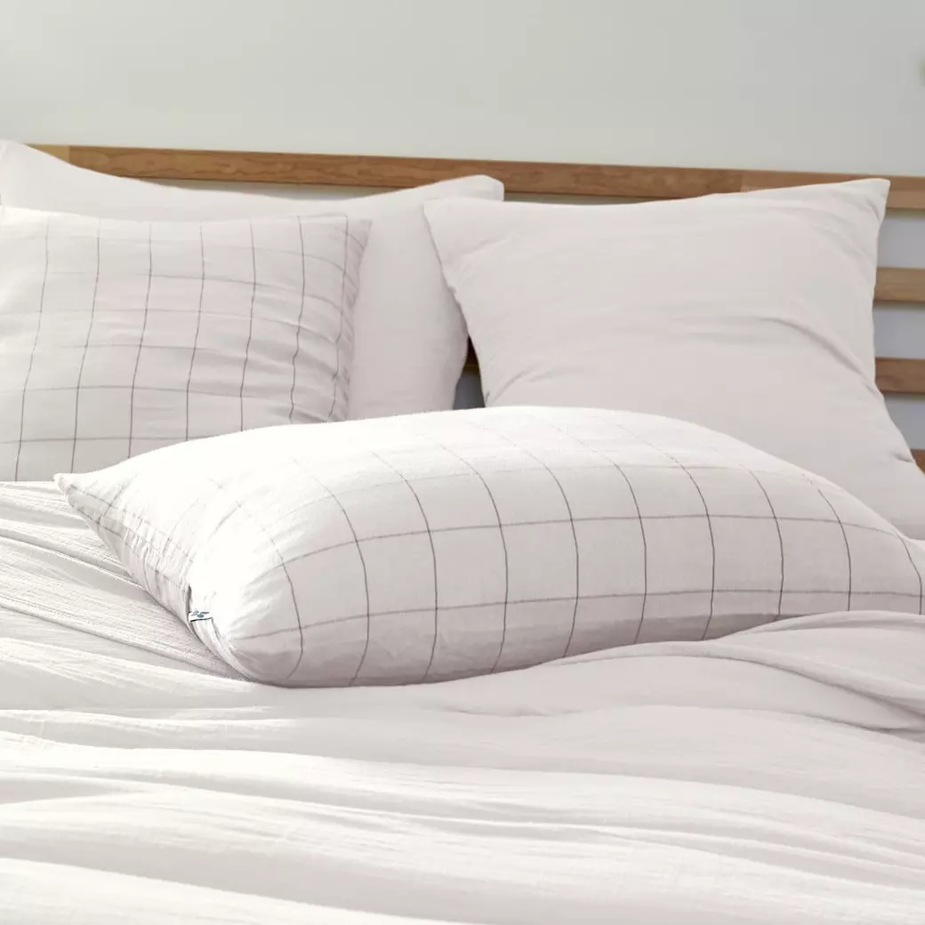 Taie d'oreiller rectangulaire gaze de coton (70 cm) Gaïa Match Blanc chantilly 1