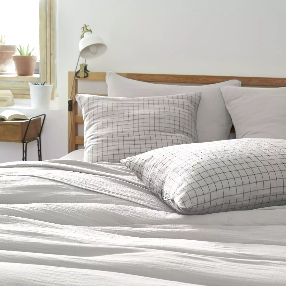 Federa quadrata garza di cotone (60 cm) Gaïa Mix Grigio nuvola 1