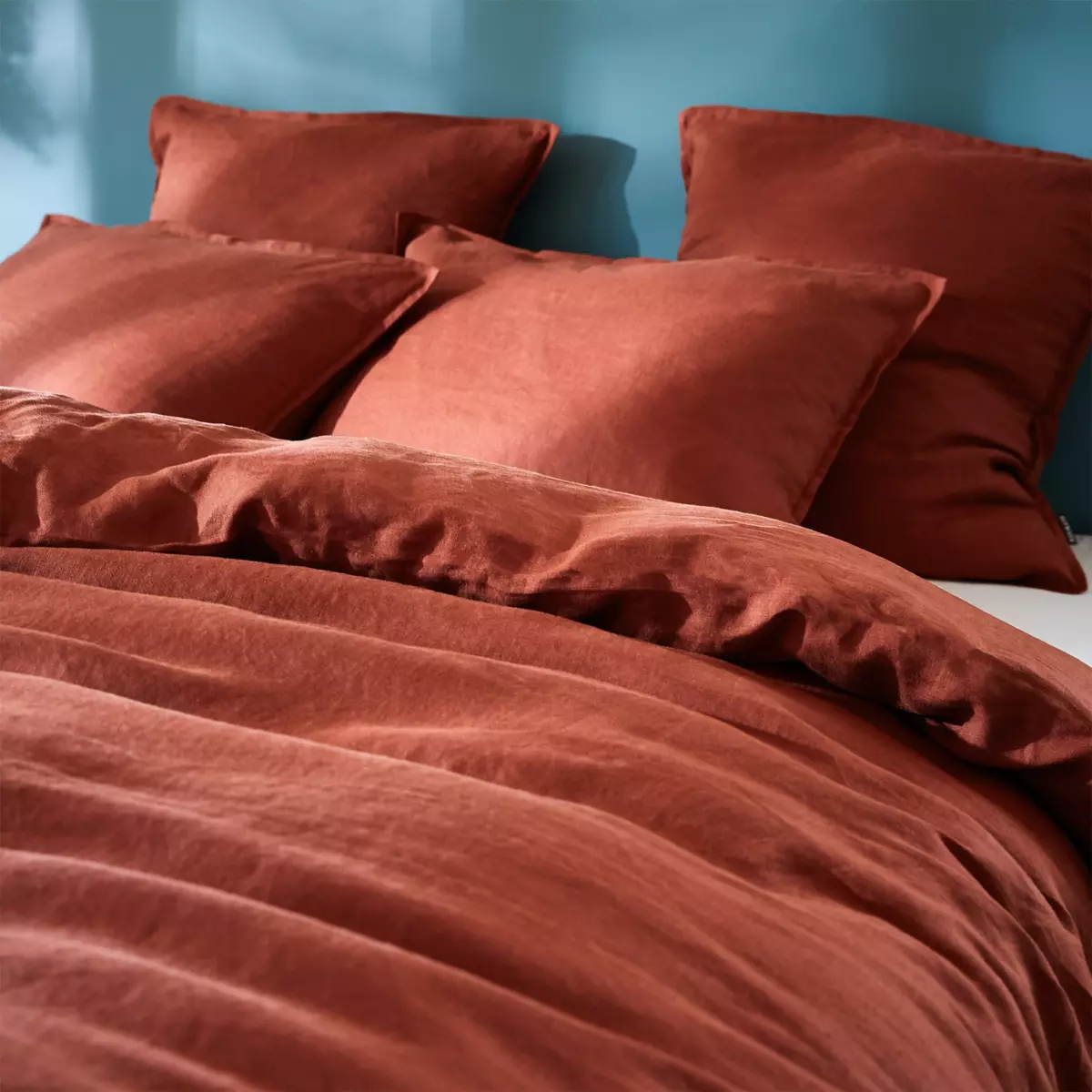 Funda de almohada rectangular en lino lavado (80 cm) Louise Terracota 3