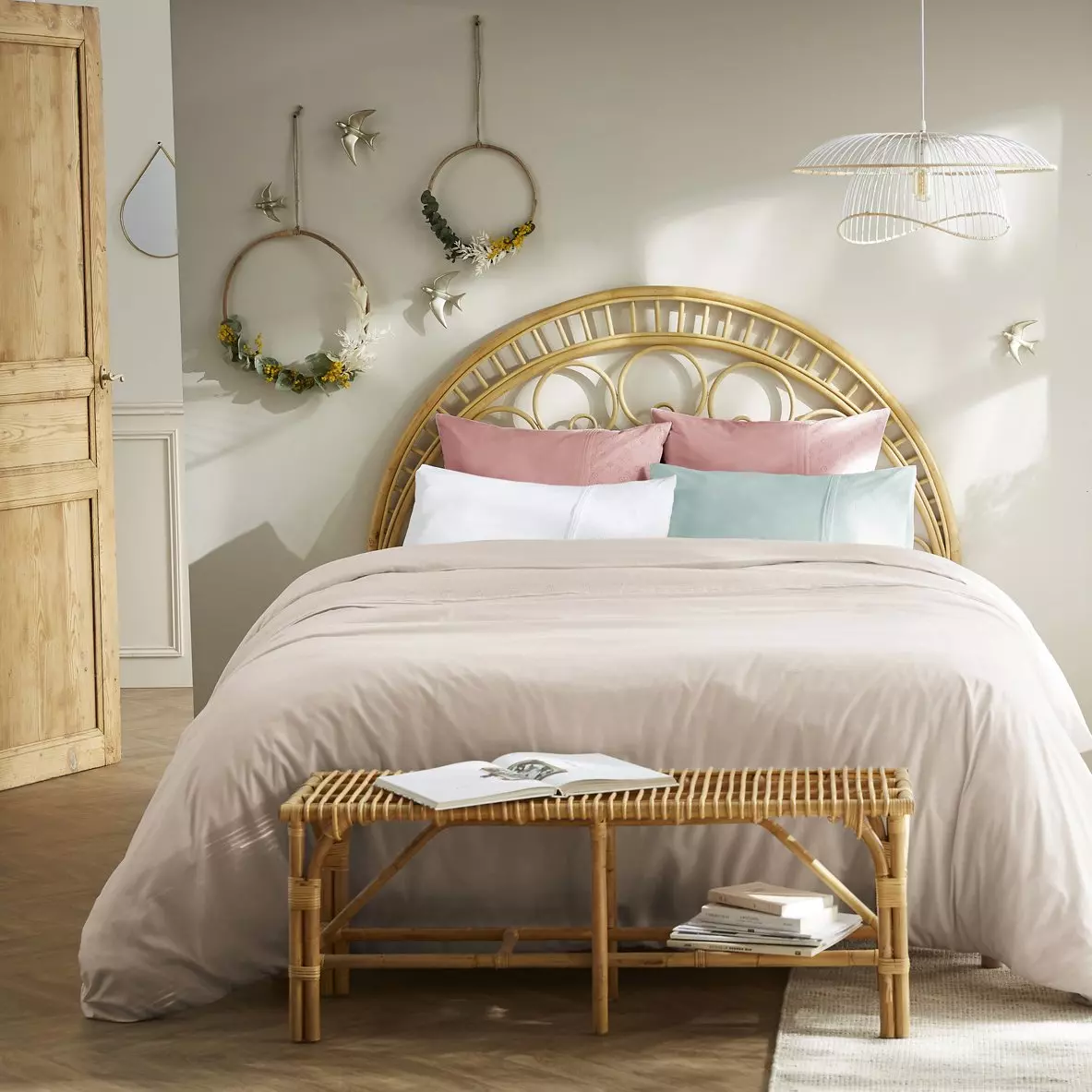 Housse de couette dentelle coton (240 cm) Jeanne Beige pampa 3
