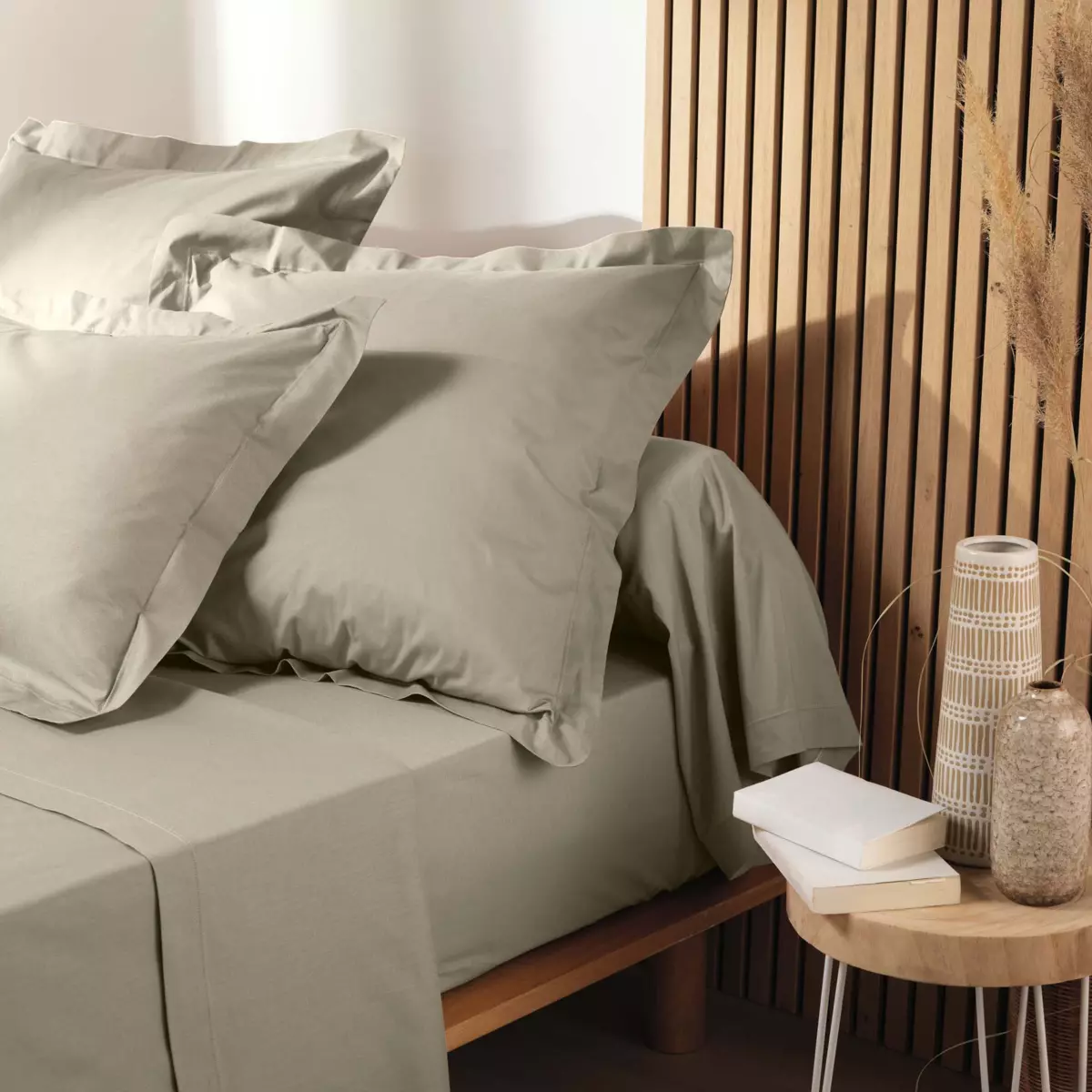 Drap plat coton bio (180 cm) Biolina Taupe 3