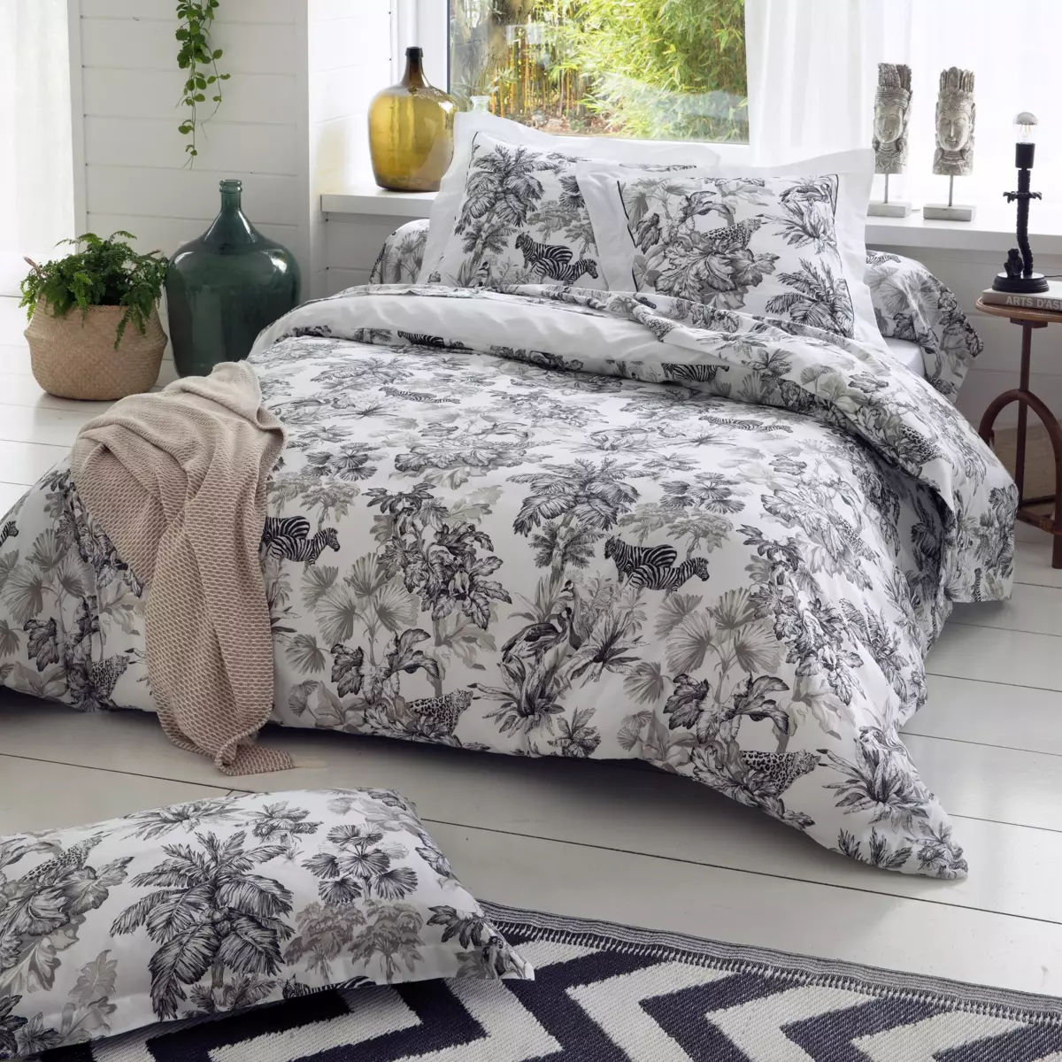 Nackenrollenbezug aus Baumwoll-Satin (L200 cm) Savane Schwarz 2