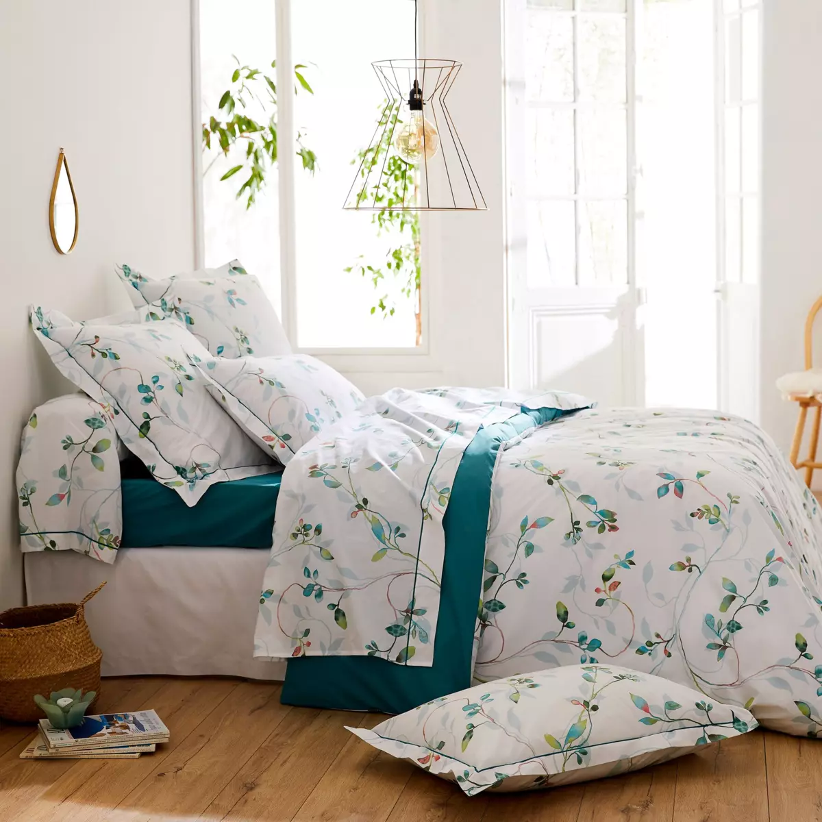 Federa cuscino a rullo percalle di cotone (L200 cm) Flâner Verde smeraldo 2