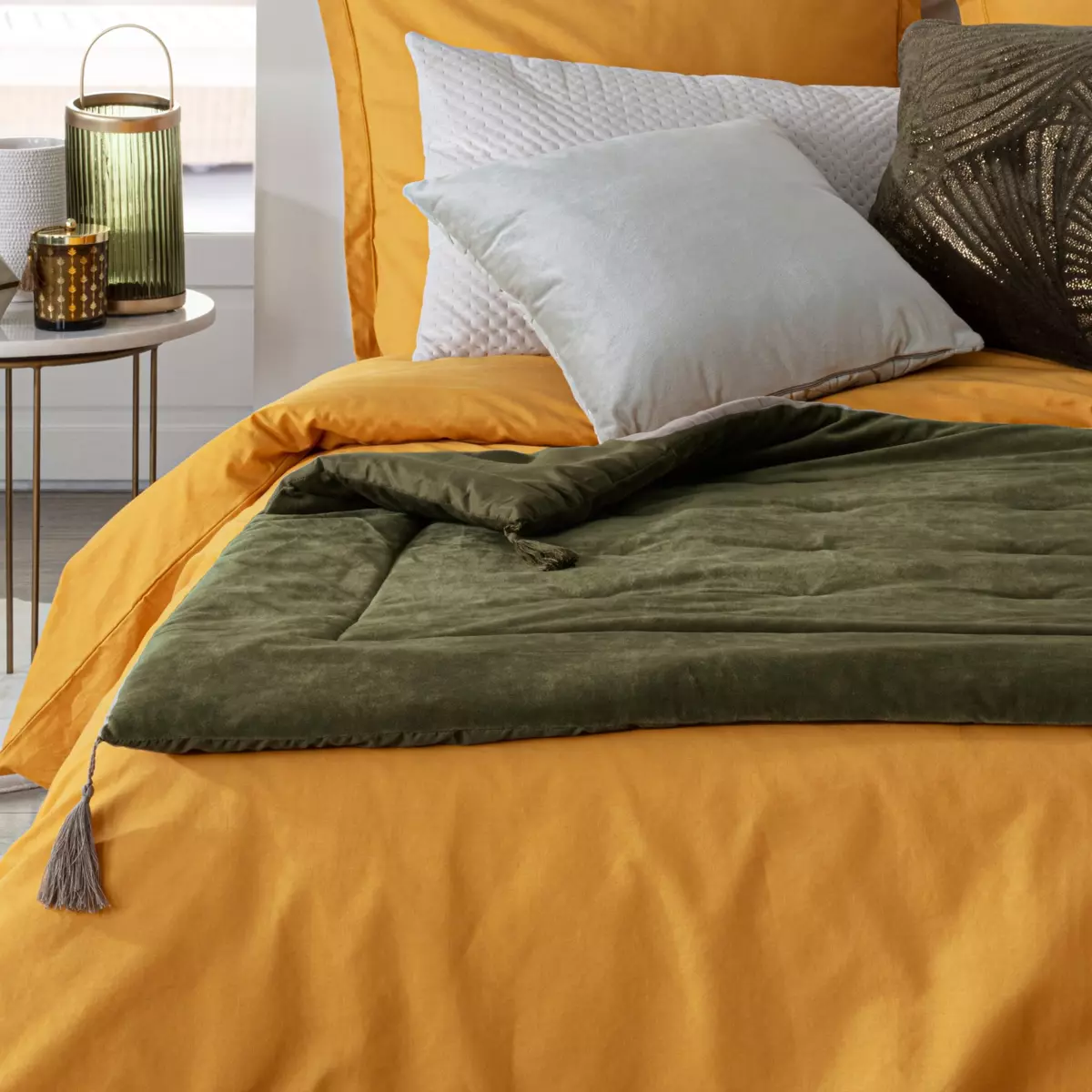 Runner letto velluto (80 x 180 cm) Sonia Verde cachi 3