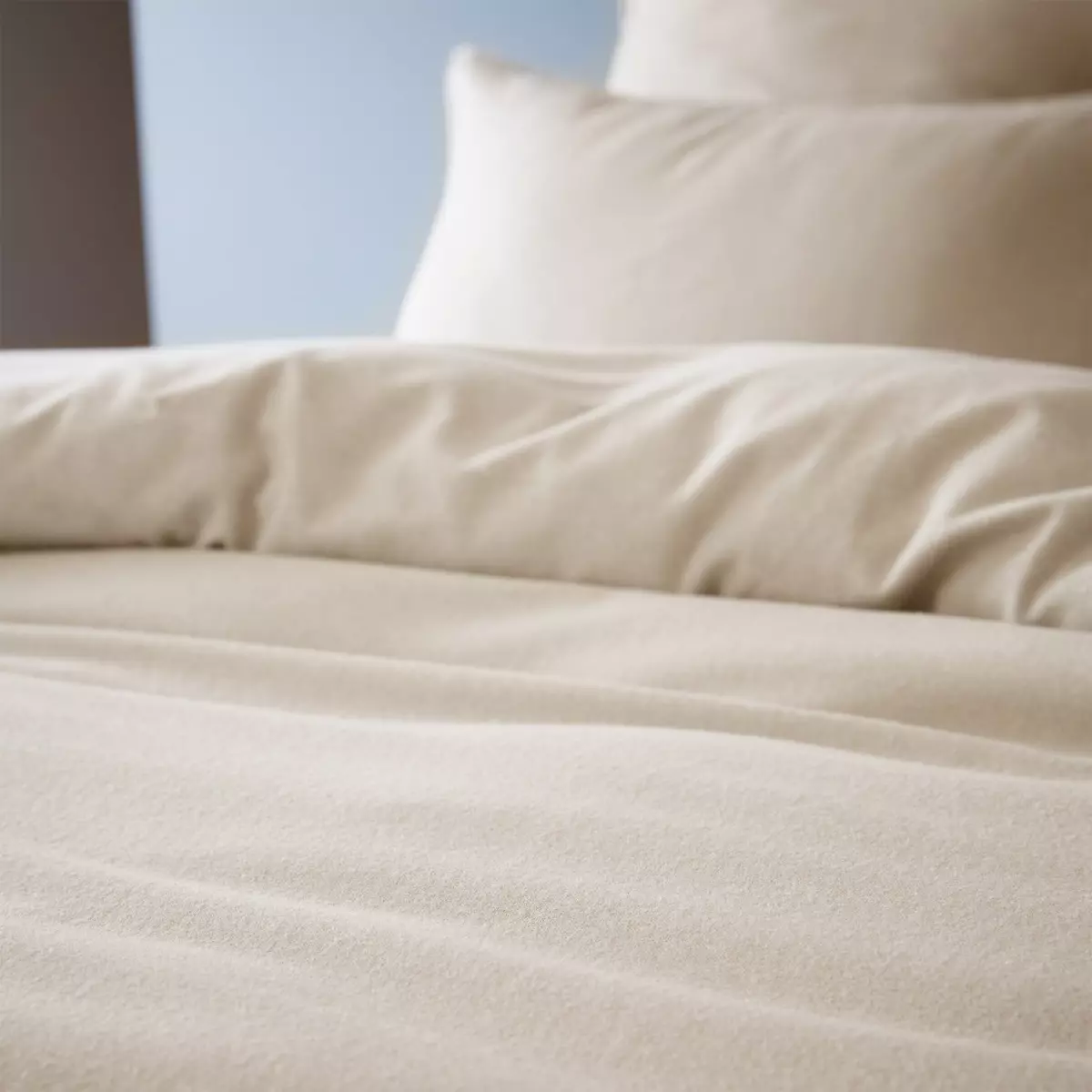 Housse de couette flanelle de coton (260 cm) Théa Beige 2