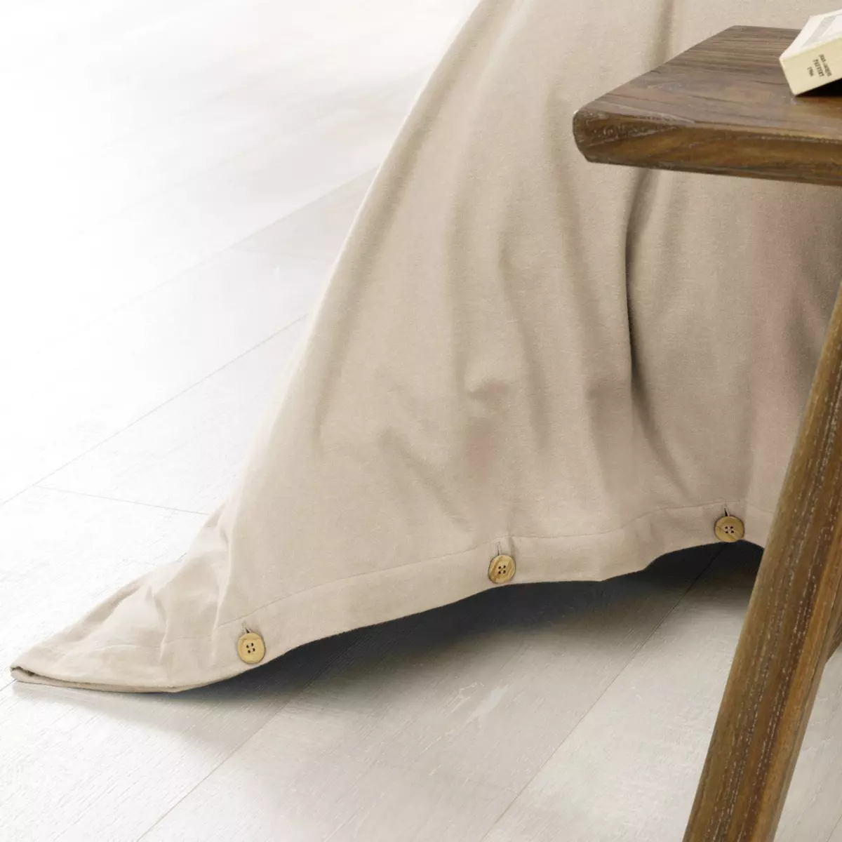 Housse de couette flanelle de coton (260 cm) Théa Beige 4