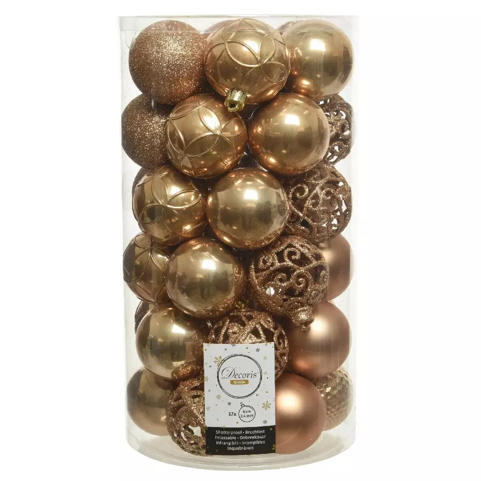 Lot de 37 boules de Noël (D60 mm) Alpine Mix Camel 1