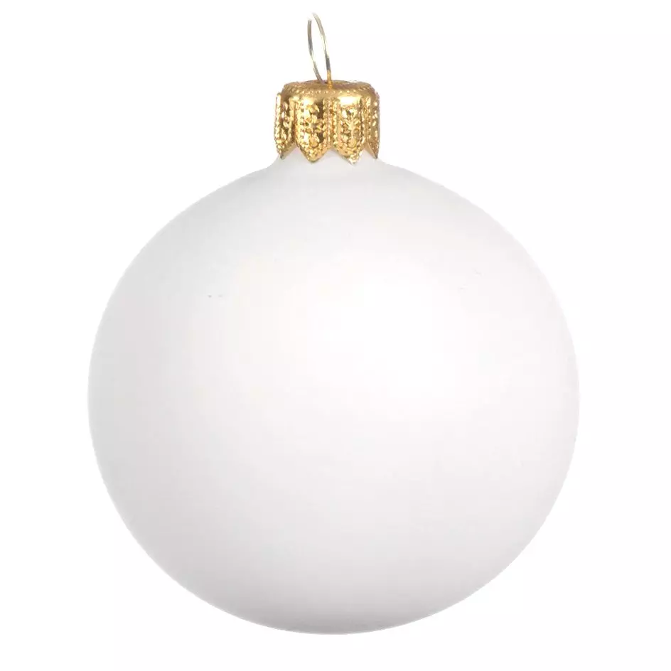 Lot de 4 boules de Noël en verre (D100 mm) Arctique mate Blanc laine  2
