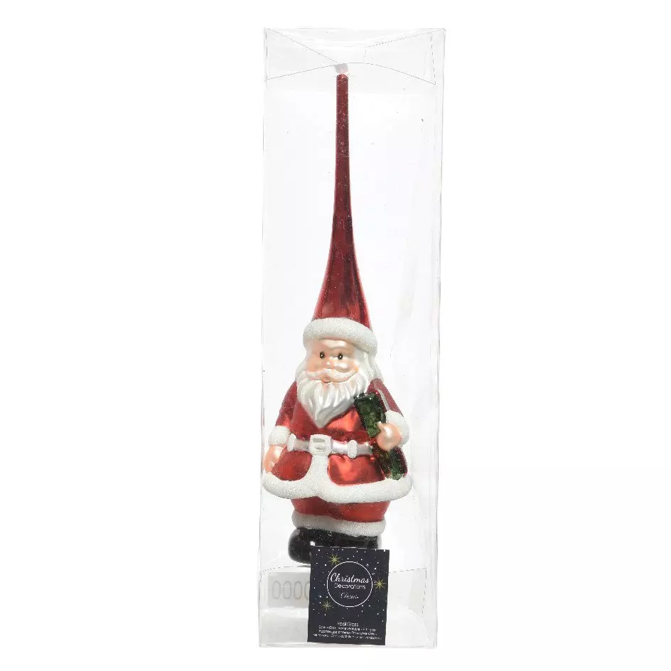 Puntale albero di vetro Babbo Natale Rosso 1